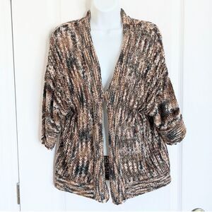 LIZ CLAIBORNE Boho cotton rayon open front cardigan earthy tone Large @O